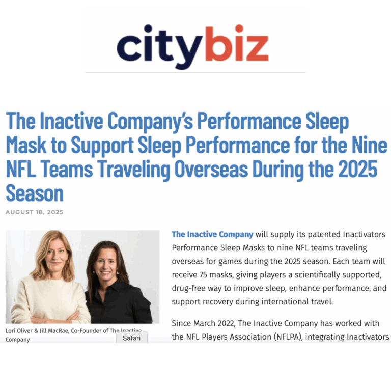 The Inactive Company’s Performance Sleep Mask to Support Sleep Performance for the Nine NFL Teams Traveling Overseas During the 2025 Season