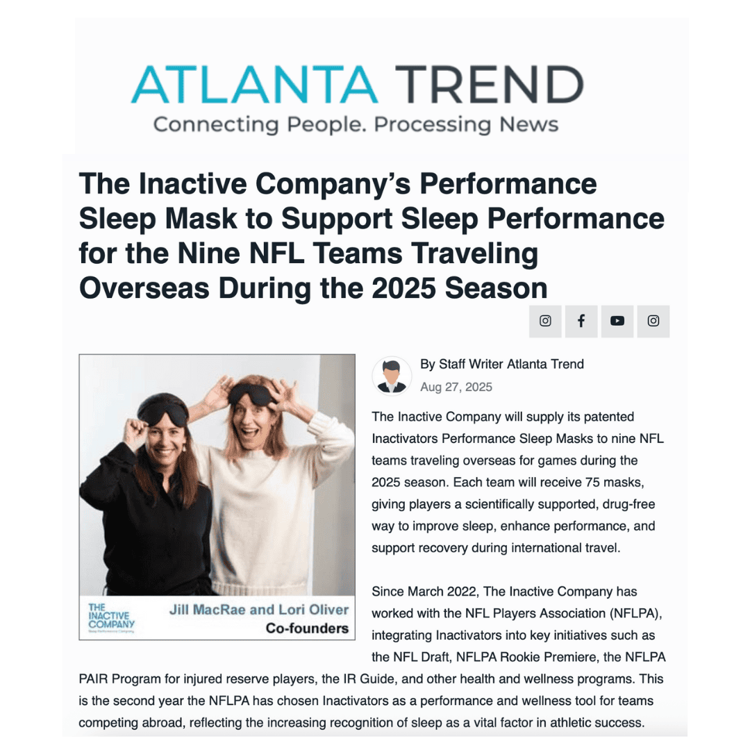 The Inactive Company’s Performance Sleep Mask to Support Sleep Performance for the Nine NFL Teams Traveling Overseas During the 2025 Season